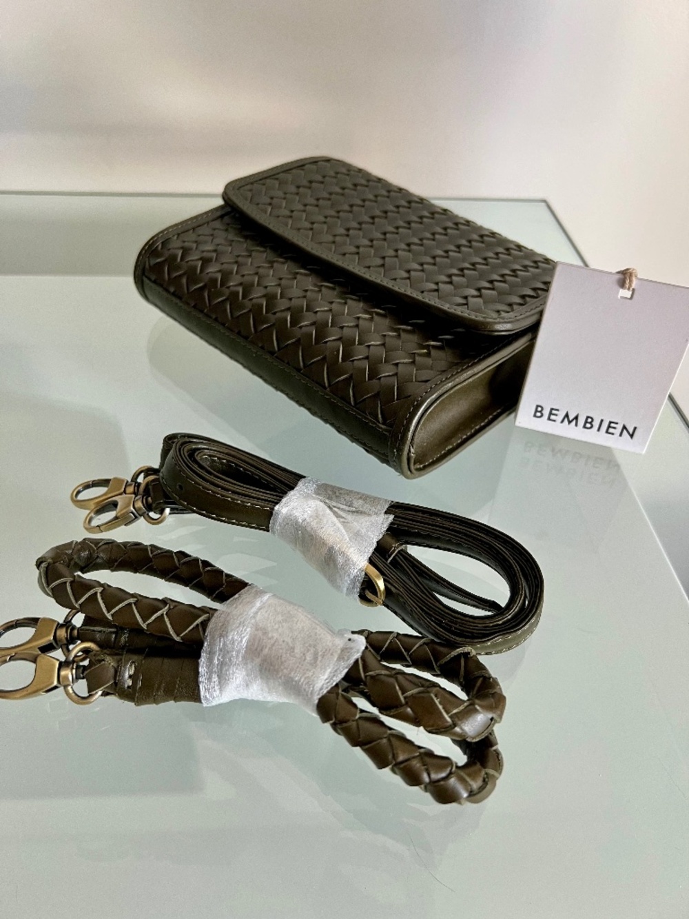 BEMBIEN ARDEN Clutch Short Olive Leather Bag